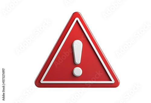 Warning sign icon 3D isolated. Alert danger caution symbol safety.