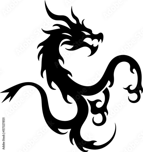 Oriental Dragon Tattoo Silhouette Design" vector