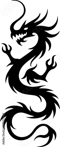 Oriental Dragon Tattoo Silhouette Design" vector