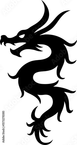 Oriental Dragon Tattoo Silhouette Design" vector bundle