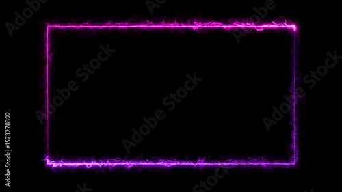 Neon looped light frame for game streaming video on a transparent background. Neon border overlay animation with transparent background for twitch and live stream
