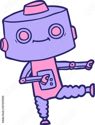 cartoon robot in bright neon color