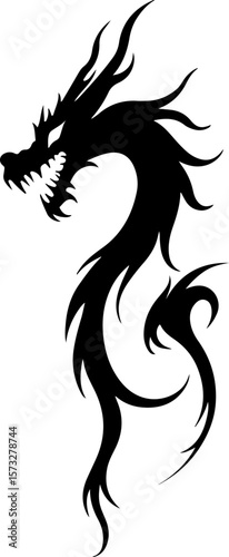 Oriental Dragon Tattoo Silhouette Design" vector bundle