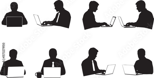 vector illustration of People working on laptops