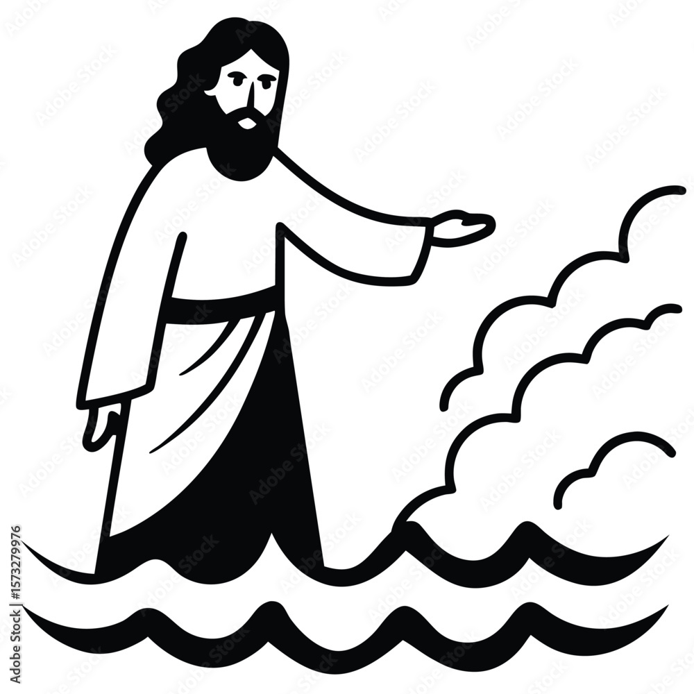 Fototapeta premium Jesus activities line art kids coloring page