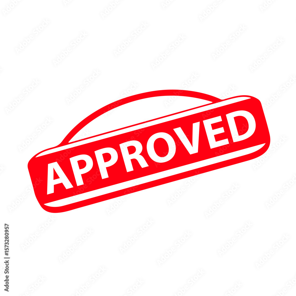 Fototapeta premium Approved Red Rubber Stamp Sign Vector. Approved Stamp Template.