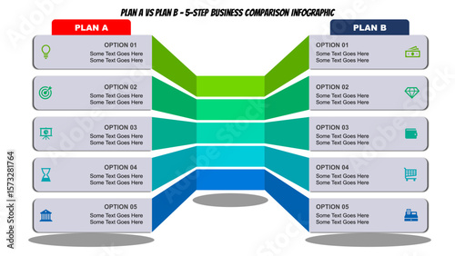 Plan A vs Plan B Comparison Infographic with 5 Options – Business Strategy Layout for PowerPoint, Google Slides, Marketing Analysis, Decision Making, or Product Comparison Template