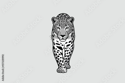 A striking jaguar illustration showcases its majestic grace, perfect for projects needing a wildlife theme with a touch of graphic artistry.