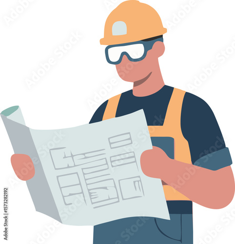 construction worker with blueprint