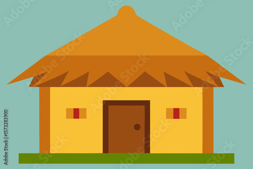 vector illustration of a house with green grass