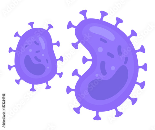 Virus icon, bacteria, microbe. Vector bacteria symbol in flat style. Isolated bacteria microbe icon on white background.