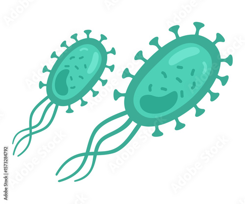 Virus icon, bacteria, microbe. Vector bacteria symbol in flat style. Isolated bacteria microbe icon on white background.