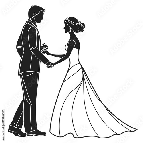 bride and groom silhouettes
