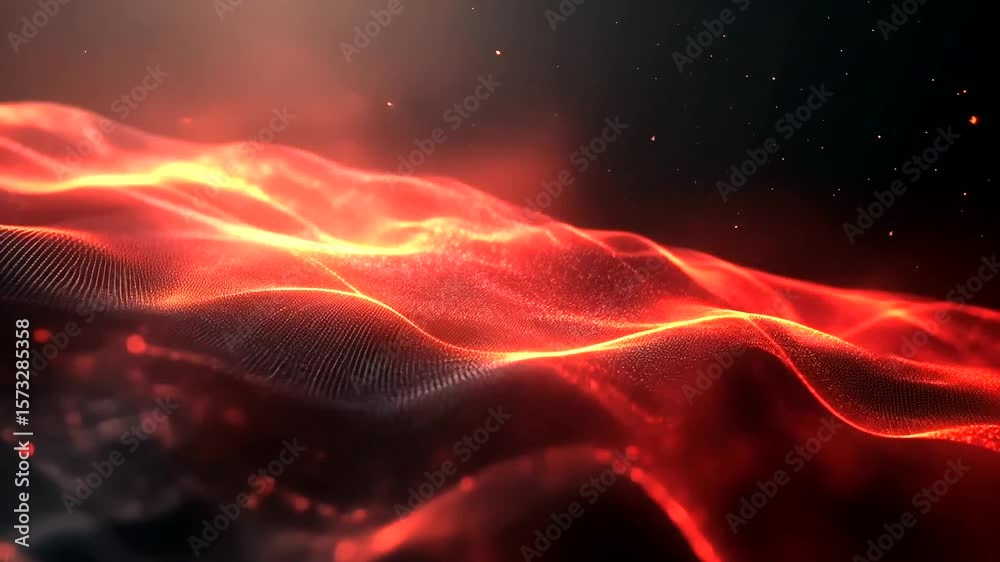 Dynamic Red Particle Wave Animation Perfect for Backgrounds and Visual Effects, and Presentations