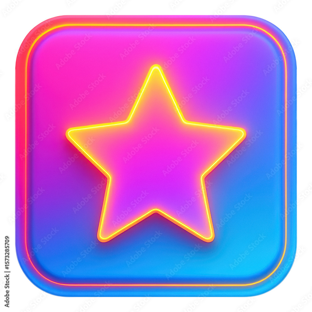 Obraz premium Vibrant Neon Star Icon with Glow Effects