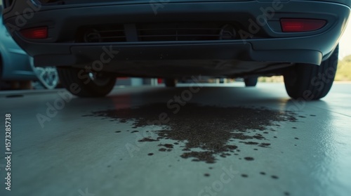 A time-lapse video shows an oil stain growing on a garage floor, indicating a persistent leak from a car engine over time.
