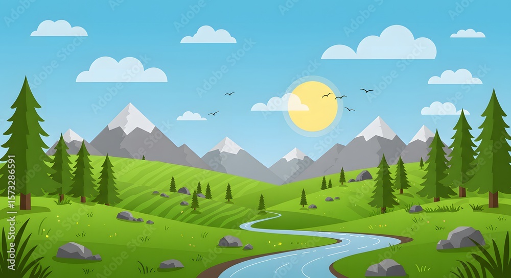Fototapeta premium landscape with mountains and blue sky