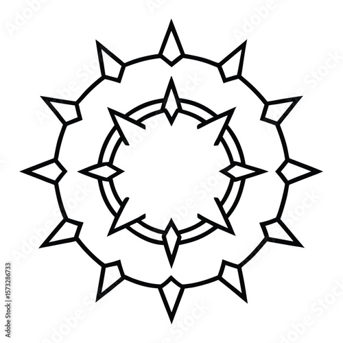 line art crown of thorns mandala