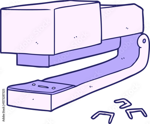 cartoon office stapler in bright neon color