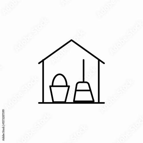 house cleaning supplies icon sign vector