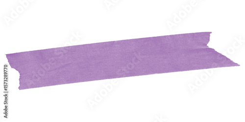 A single piece of purple washi tape angled on a black background with jagged edges visible on the tape