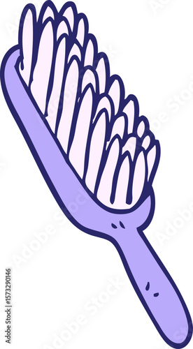 cartoon doodle hair brush in bright neon color