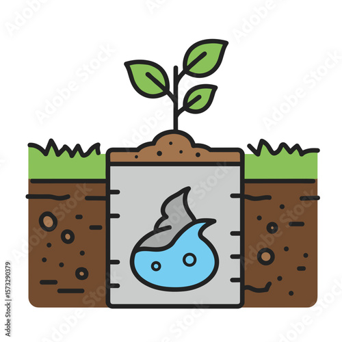 Eco-Friendly Septic System with Waste and Soil Cross-Section Icon