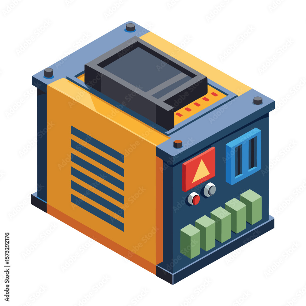 Fototapeta premium Modern industrial machine with buttons and screen in isometric view