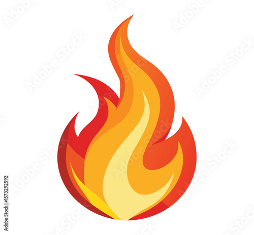 Vibrant Stylized Fire Flame: Energy, Power & Warmth