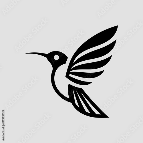 Stylized hummingbird silhouette vector icon for logo and branding