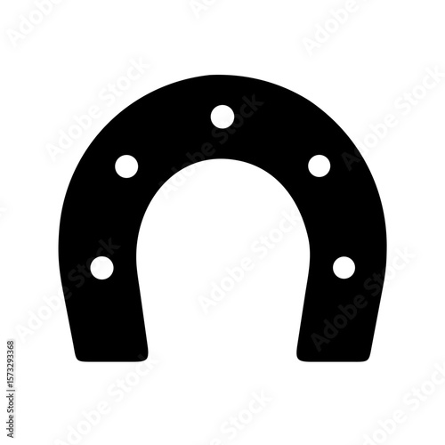 Classic Horseshoe Silhouette, Black Luck Symbol Icon
