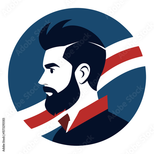Bearded Man Profile Logo Vector – Stylish Male Face Icon Design