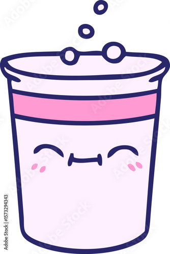 hand drawn quirky cartoon cup of lemonade in bright neon color