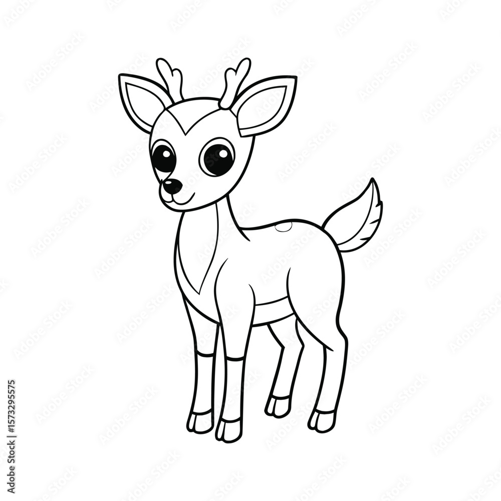Gentle deer standing quietly in forest for kids coloring book Vector illustration Gentle deer standing quietly in forest for kids coloring book Vector illustration