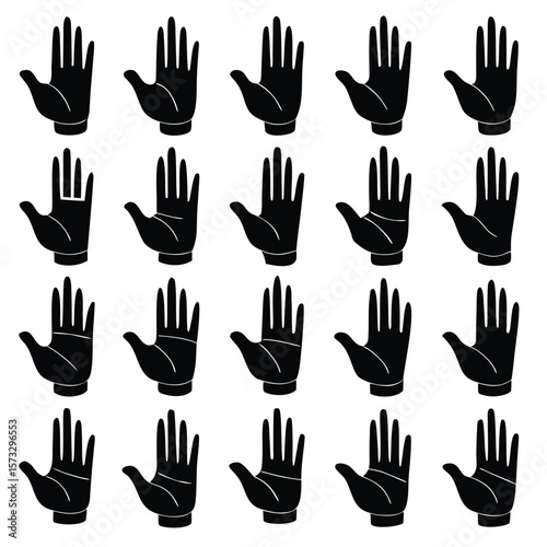 Black Hand Silhouettes Collection white open palm