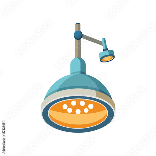 Modern surgical operating room light fixture with adjustable arm and bright illumination