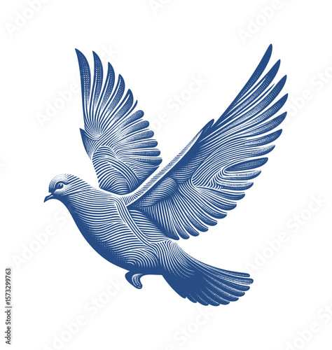 dove or pigeon line drawing - guilloche style (artwork 2)