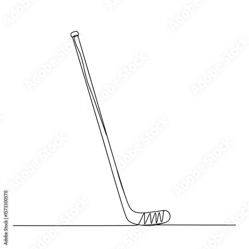 Hockey stick against wall in simple line art design  