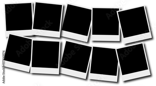 Photo frame. Retro vintage photograph.  Images different forms on wall. blank retro memory album. Realistic photo card frame. Wall collage photography mockup
