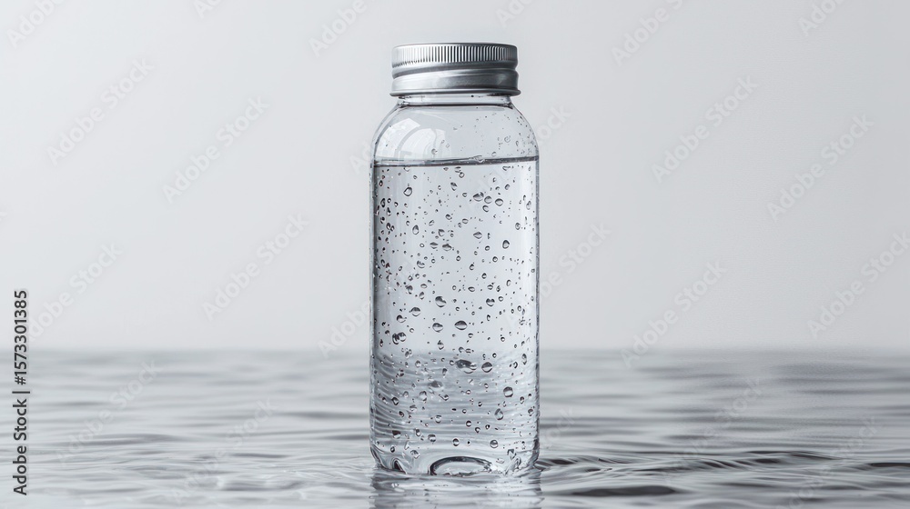 Water bottle condensation, still clean water surface Water bottle condensation, still clean water surface