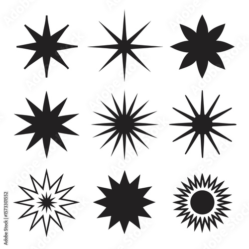 Starburst shapes and spiky sunbursts sharp geometric