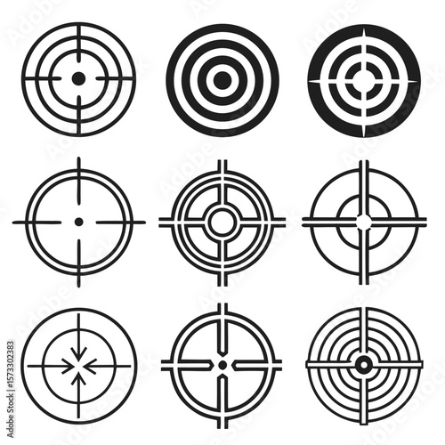 Black and white target collection crosshair reticle