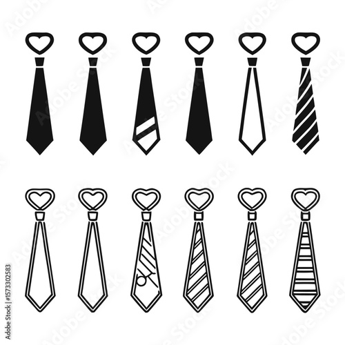 Black and white ties with heart shapes neckwear fashion