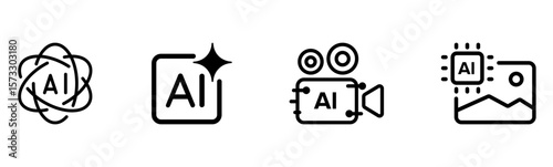 Artificial Intelligence Icons: AI Concepts, Applications, and Technology"

