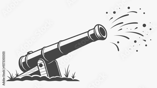 Cannon firing vintage artillery illustration vector image for history and naval warfare designs and graphics