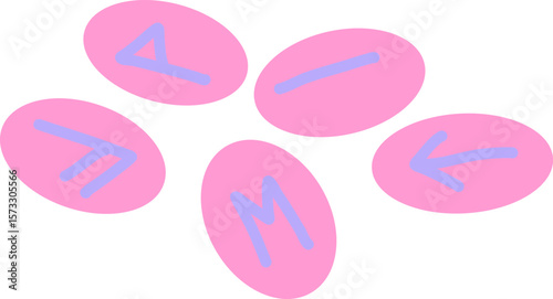 runes in bright neon color