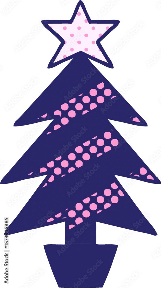 Fototapeta premium comic book style cartoon of a christmas tree in bright neon color