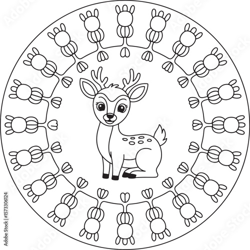 deer with mandala line art design illustration premium quality