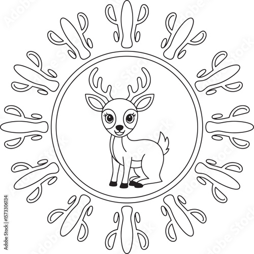 deer with mandala line art design illustration premium quality