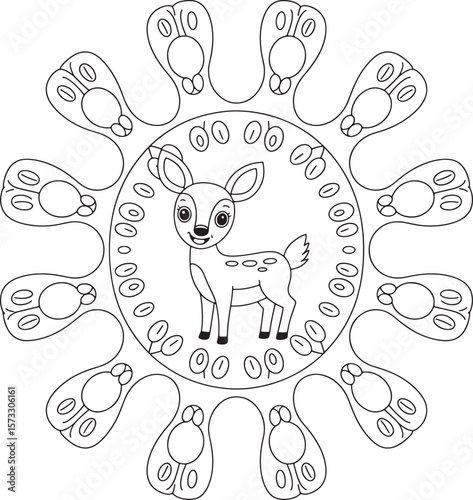 deer with mandala line art design illustration premium quality